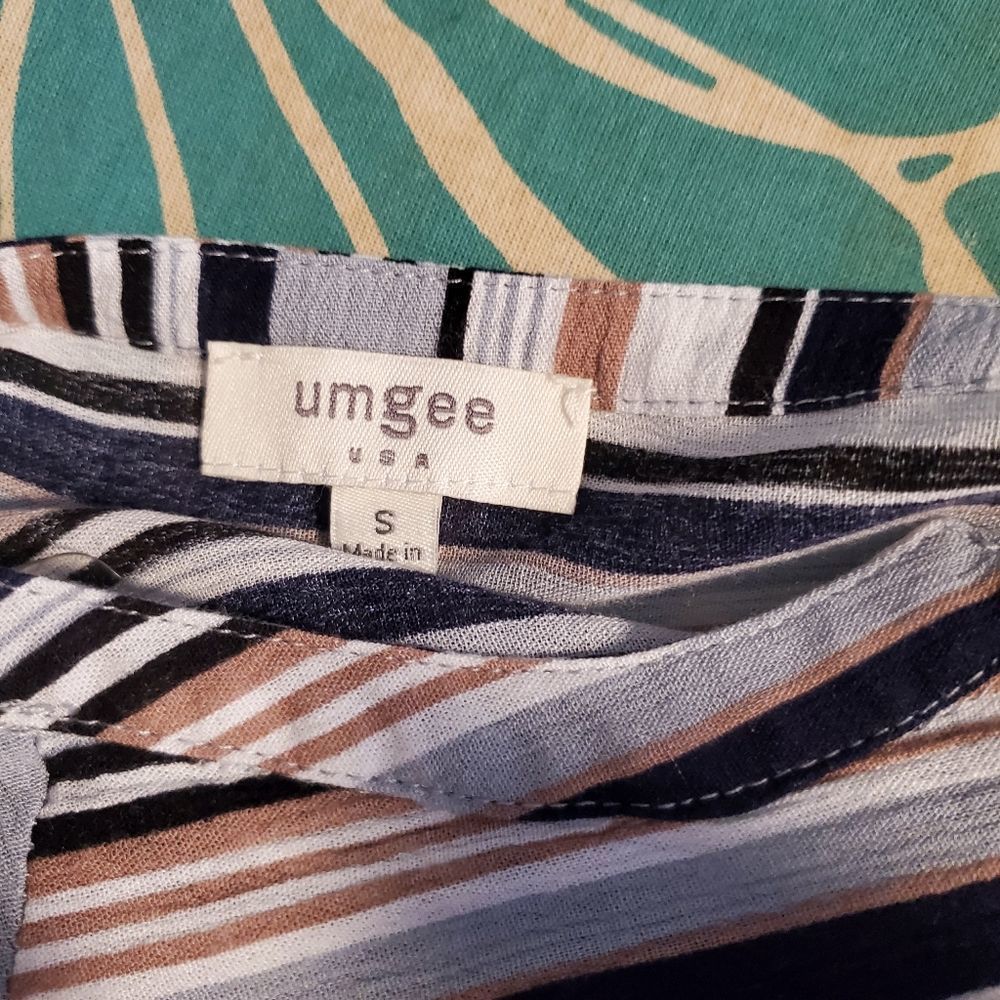 Umgee Usa Multi Color Tunic Stripe Top, Size Small - image 4